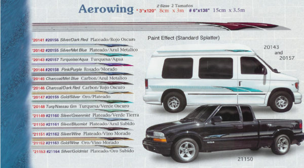 Aerowing (3") 3" x 120" 6" x 138" Custom Vinyl Graphics
