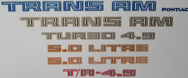 1981 Trans Am assorted decals in various colors.